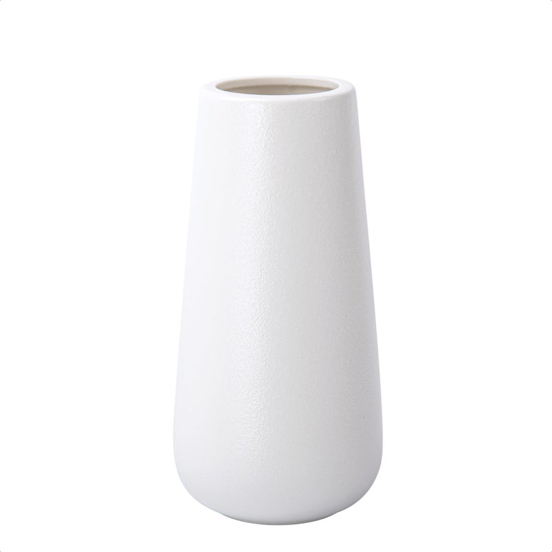 D'vine Dev 8 Inch Ceramic Flower Vase Textured Finishing, Minimalist Design for Kitchen, Bedroom, Living Room, Centerpieces, Office, Ivory, VS-XH-A-1 - Image 1